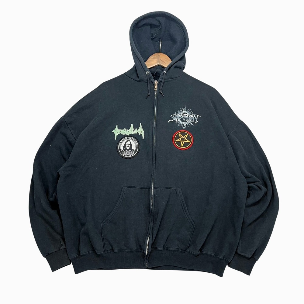 Vintage Suffocation Hoodie 2XL Patches 2000s Death Metal Zip Up Effigy Bug